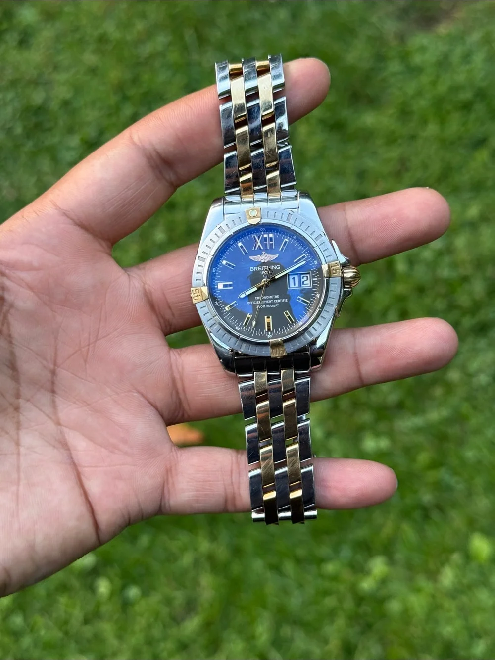 Breitling Windrider Cockpit 18k Gold automatic Men's Watch two tone daydate